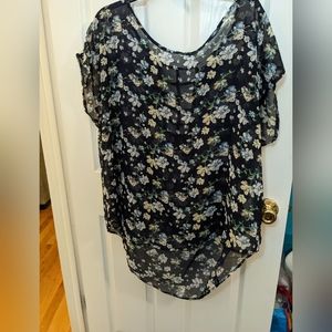 Loralette Navy Floral Sheer Top